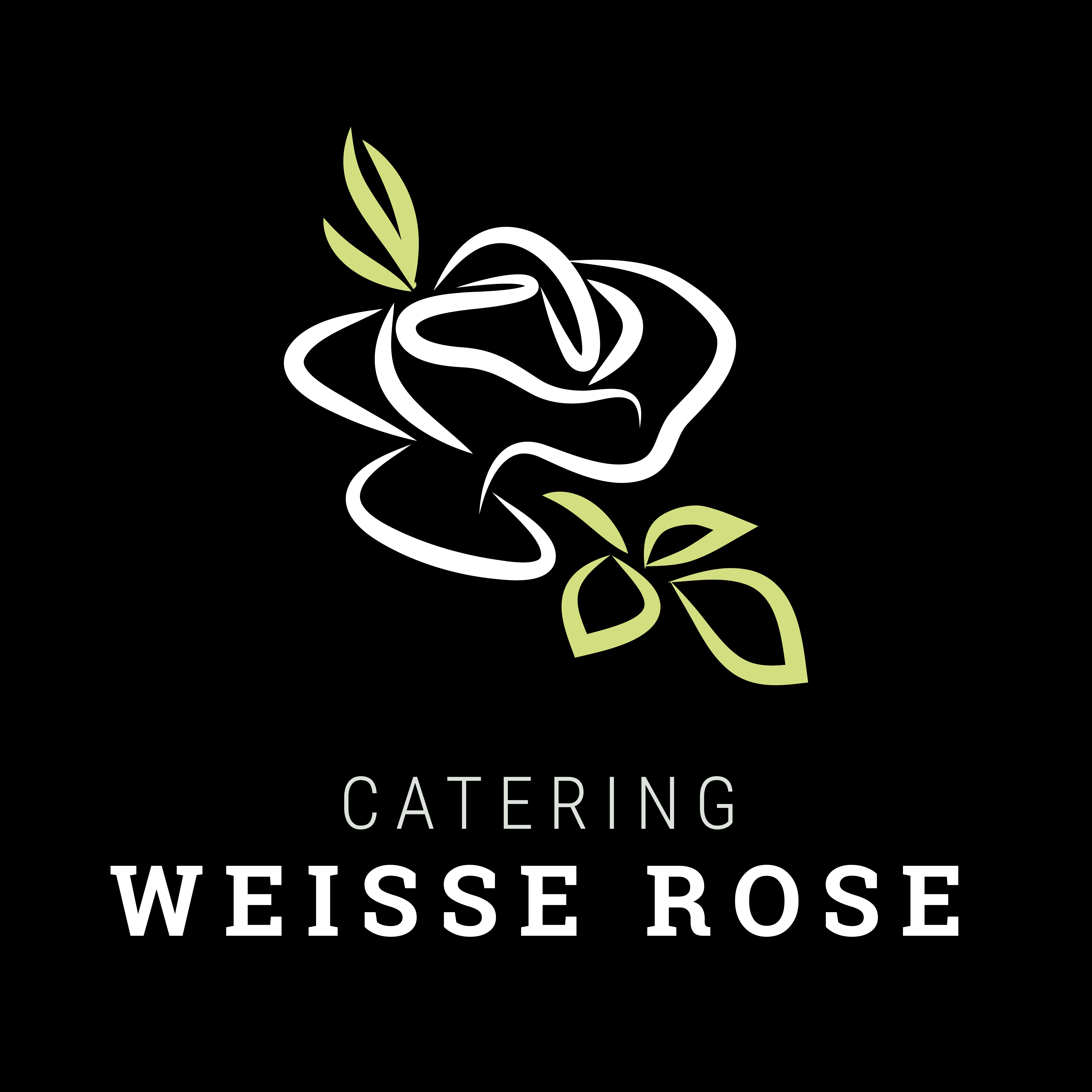 Logo Catering Weisse Rose black bg